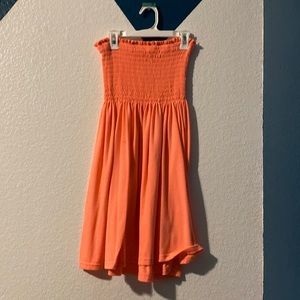 Strapless salmon color dress
